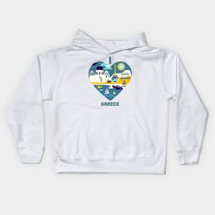 I Love Greece Kids Hoodie